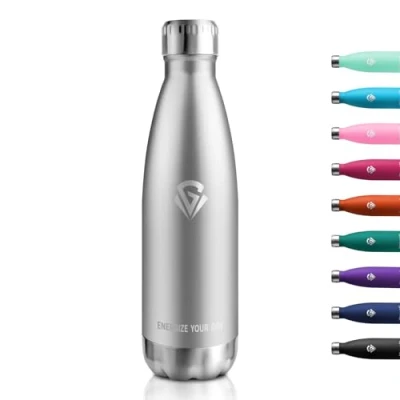 Afbeelding van Thermosfles 500 ml, vacuüm drinkfles van roestvrij staal, lekvrij, BPA vrij, geschikt voor koolzuurhoudende dranken, sport, school, universiteit, yoga, fiets, camping, bubbels, gym