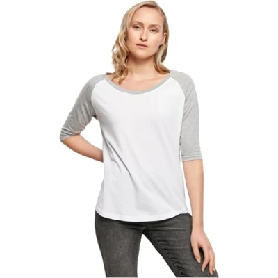 Afbeelding van Build Your Brand T shirt voor dames, wit/grijs, S
