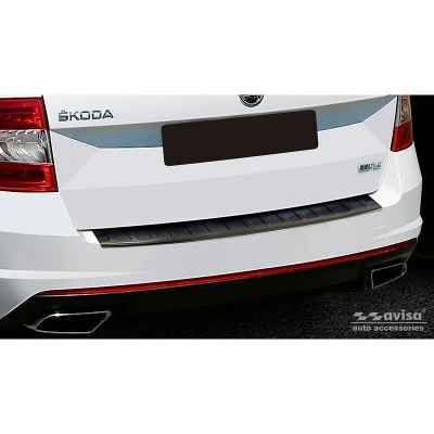 Afbeelding van Avisa Zwart RVS Achterbumperprotector passend voor Skoda Octavia III Kombi RS 2013 2016 &amp; FL 2017 &#039;Ribs&#039;