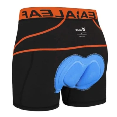 Afbeelding van BALEAF Fietsshort voor heren, 4D gewatteerde mountainbike ondergoed, MTB voering, ademende fietsonderbroek, oranje, L