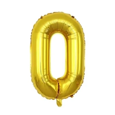 Afbeelding van Cijfer Ballonnen Ballon 0 70cm Goud Folie Opblaas Cijfers Verjaardag 10, 20, 30, 40, 50, 60, 70, 80, 90 jaar Versiering