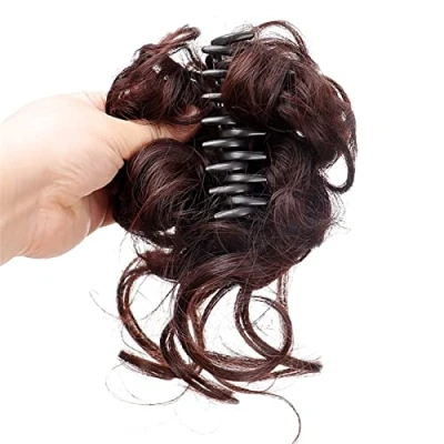 Afbeelding van Haar Chignon Synthetische Bun Hair Clips Messy Paardenstaart Extensions Golvend Krullend Broodje Claw Pruiken for Vrouwen Knot haarstukjes (Color : 1Pcs 02)