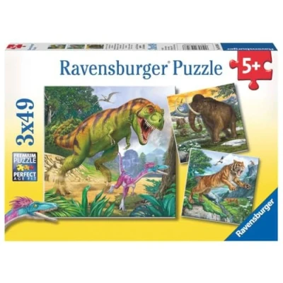 Afbeelding van Ravensburger Heersers van de oertijd Drie puzzels 49 stukjes