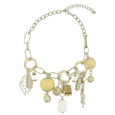 Afbeelding van Behave Ketting vintage antiek goudkleur 41 cm met bedels en fantasie schakel