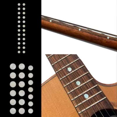Afbeelding van Inlaystickers Inlay Sticker Fret Markers voor gitaren en bas Custom Dots Set White Pearl F 085CD WT AZ