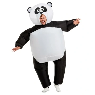 Afbeelding van AirSuit® Opblaasbaar verkleedpak panda ongewoon kostuum voor volwassenen premium kwaliteit gemaakt van zeer duurzaam polyester aangenaam om te dragen inclusief opblaassysteem OriginalCup®