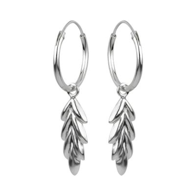 Afbeelding van Zilveren oorbellen Oorring met hanger oorringen hanger, veer