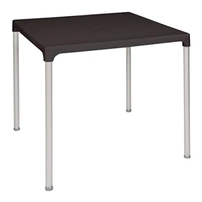 Afbeelding van Bolero GJ970 vierkante tafel met aluminium poten, 750 mm breed, zwart