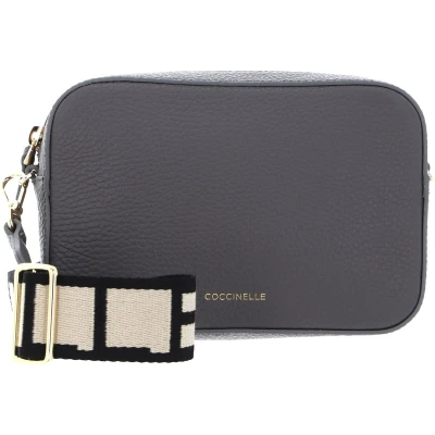 Afbeelding van COCCINELLE Leren Schoudertas Tebe Crossover Bag Grafite Grijs