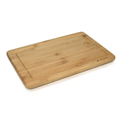 Afbeelding van Navaris natuurlijk bamboe houten snijplank Middelmaat met sapgroef voor voedselbereiding 35 x 23,5 1,8 cm Keukenplank van hout