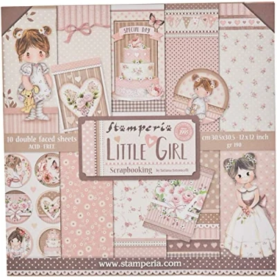 Afbeelding van Stamperia SBBL67 Papierblok, 10 vellen, 30,5 x cm, dubbelzijdig Little Girl, meerkleurig