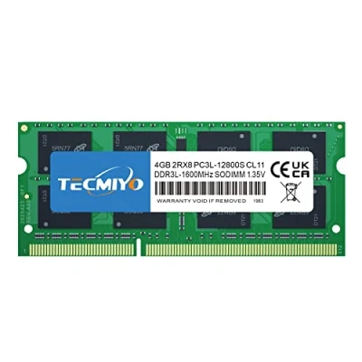 Afbeelding van TECMIYO 2RX8 4 GB PC3L 12800S DDR3/DDR3L 1600 MHZ Sodimm DDR3L PC3 12800 CL11 1.35 V/1.5 V 204Pin Niet Ecc Ongebufferde Laptop Geheugen RAM Module voor Mac Intel En AMD Systeem