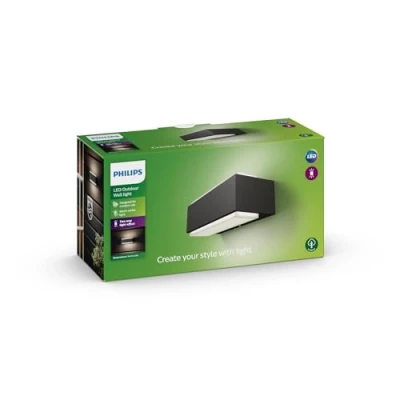 Afbeelding van Philips Stratosphere Wandlamp Buitenlamp 2 X 4,5W IP44 Weerbestendig Muurlamp Antraciet