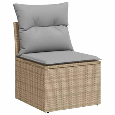 Afbeelding van vidaXL 7 delige tuin sofa set met kussens beige poly rattan