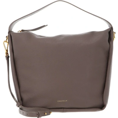 Afbeelding van COCCINELLE Leren Schoudertas Dorian Shoulder Bag Grained Leather Warm Taupe