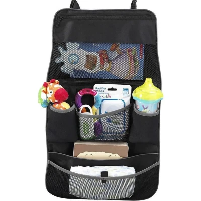 Afbeelding van Brica by Munchkin 2 in 1 Car Seat Organiser and Kick Mat Protector, Includes large pockets for snacks, sippy cup activities. can also be used on the back of a Pushchair/Stoller, Black