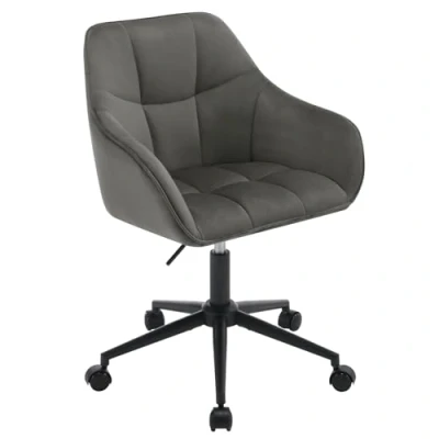 Afbeelding van WOLTU Homeoffice BS145dgr Bureaustoel, draaistoel, make upstoel, in hoogte verstelbaar, tot 150 kg belastbaar, met armleuningen, fluwelen zitting, voor slaapkamer, kantoor, woonkamer, donkergrijs +