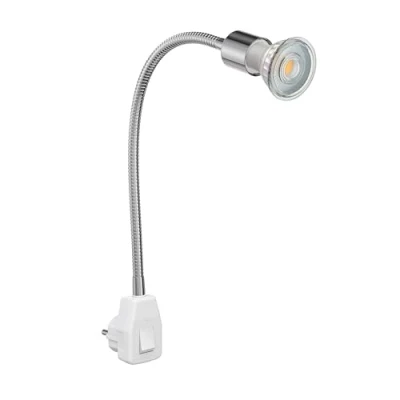 Afbeelding van ledscom.de LESCH leeslamp zwanenhals, chroom/wit, incl. GU10 LED (warm wit, 7,6W, 1103lm per stuk, 33)