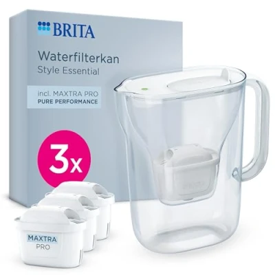 Afbeelding van BRITA Waterfilter kan Style Essential wit (2,4 l) incl. 3x MAXTRA PRO Pure Performance koelkastgeschikte met Smart Light LED &amp; klapdeksel, filtert verontreinigingen en meer