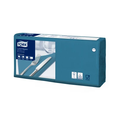 Afbeelding van Tork Lunchservet 33x33cm 2 laags 1/4 vouw Blauwgroen 477845
