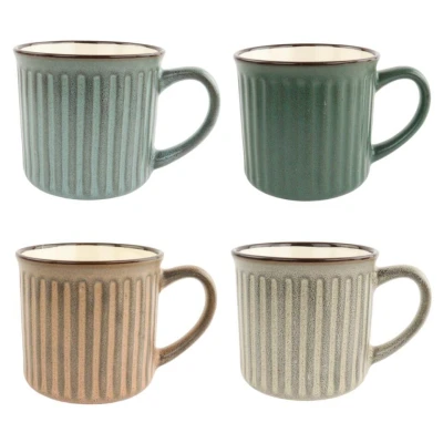 Afbeelding van OTIX Koffiekopjes met Oor Set van 4 Koffietassen 200ml Theemok Aardewerk MOSS