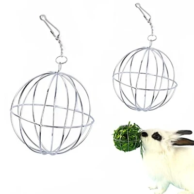 Afbeelding van 2 Stuks Konijn Hooi Feeder Bal Rvs Gras Huisdier Rack Kom Accessoires Voor Cavia Kleine Dier
