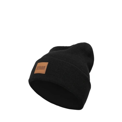 Afbeelding van Urban Classics Leatherpatch LONG Muts, Heren, Maat: One Size, Black