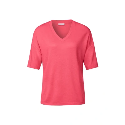 Afbeelding van Street One LOOK Vneck Tshirt basic, Dames, Maat: 34, Rosa