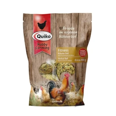 Afbeelding van Quiko Hobby Farming Fitness Kruidenbal 4x 100g Kippenactiviteit Kleurrijke fitnessbal gemaakt van smakelijke kruiden en lekkernijen Bevordert het natuurlijke pikgedrag uw kippen