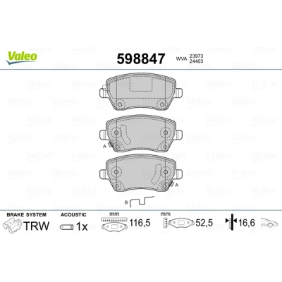 Afbeelding van Valeo Remblokset 598847