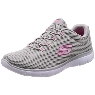 Afbeelding van Skechers SUMMITS dames Sneaker, Gray Mesh Hot Pink Trim, 38.5 EU