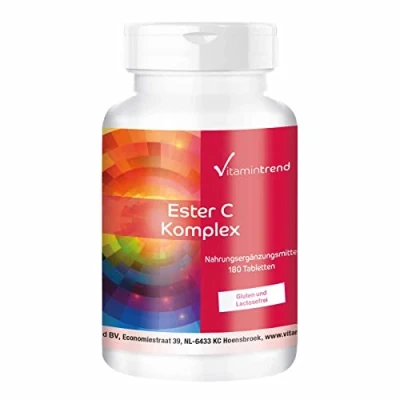 Afbeelding van Ester C Plus met vitamine en Acerola 180 tabletten gedurende 6 maanden veganistisch gebufferde Vitamintrend®