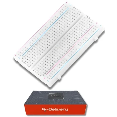 Afbeelding van AZDelivery Mini Breadboard 400 Pin met 4 Busbars compatibel Arduino en Jumper Wire Kabels Inclusief E Book! 1