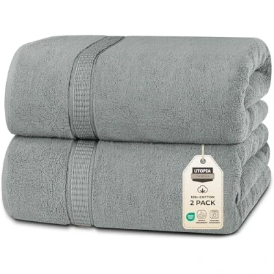Afbeelding van Utopia Towels Premium Jumbo Badlaken (90 x 180 cm), 2 Pak 100% Ringgesponnen Katoen Zeer Absorberend en Snel Droog Extra Grote Badhanddoek Superzachte hotelkwaliteit Handdoek (Koel grijs)