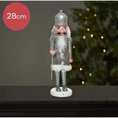 Afbeelding van Notenkraker zilver met zilveren ster 28CM