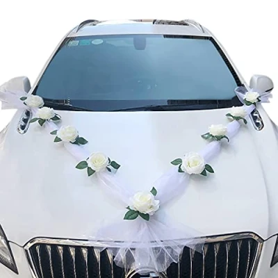 Afbeelding van Irtyif Lint voor bruiloftsauto, band, auto, decoratie bruiloften, wit, luxueus, romantisch, roze, bruiloft, vlinder, feestjes, bruiloften