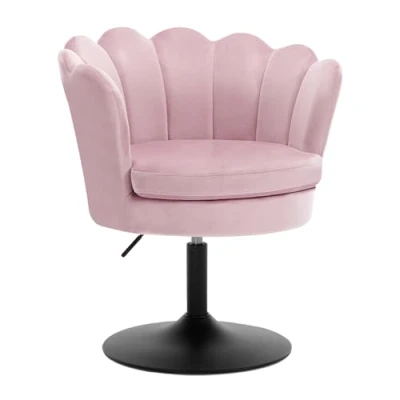 Afbeelding van WOLTU Make upstoel, keukenkruk, stoel met zitje, bloemenvorm, 360 draaibare stoel, fluwelen voor slaapkamer, woonkamer, hoogte verstelbaar 43 55 cm, roze, BH420rs 1