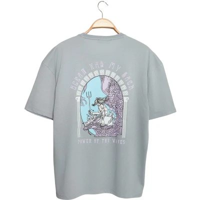 Afbeelding van Trendyol Marineblauw Oversized/Wijd Gesneden Korte Mouw Kunstprint T Shirt Van 100% Katoen Tmnss21Ts3559