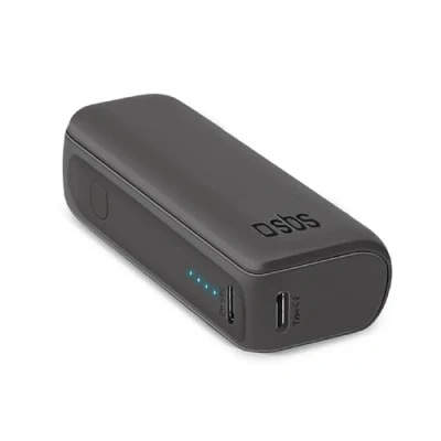 Afbeelding van SBS Compacte powerbank, 5000 mAh, draagbare oplader, 10 W, snel opladen, oplader voor Android smartphones en iPhones, vliegtuig, 1 USB C aansluiting A, inclusief oplaadkabel