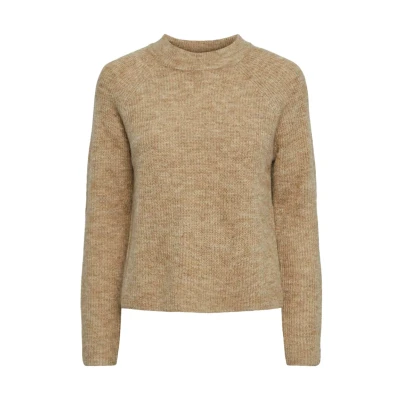 Afbeelding van Pieces Pcellen Oneck Trui, Dames, Maat: 34, Fossil