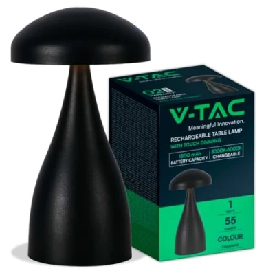 Afbeelding van V TAC VT 1041 B Zwarte oplaadbare tafellamp IP20 1W 55 Lumen 3IN1