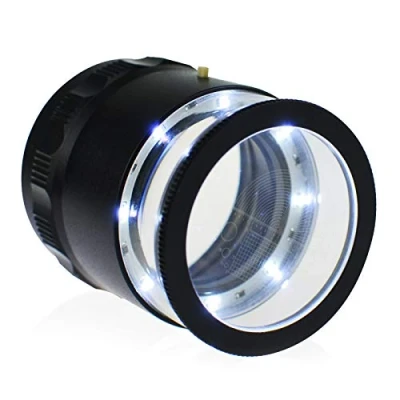 Afbeelding van 10X verlichte juweliers loep vergrootglas met verwisselbare dradenkruis schaal, LED licht, 25mm gezichtsveld, voor sieraden, edelstenen, munten, hobby gereedschap (1 glazen schaalgrafiek)