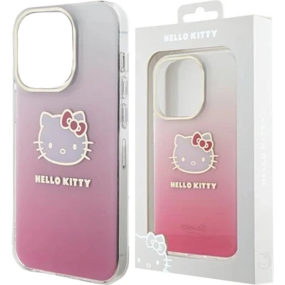 Afbeelding van Hello Kitty IML Gradient Electrop Hoofdhoes voor iPhone 15 Pro Max roze