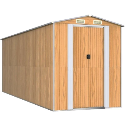 Afbeelding van vidaXL Tuinschuur 192x523x223 cm gegalvaniseerd staal lichtbruin