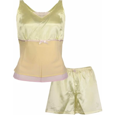Afbeelding van Irresistible Dames Shortama Satijn Geel Maat XL