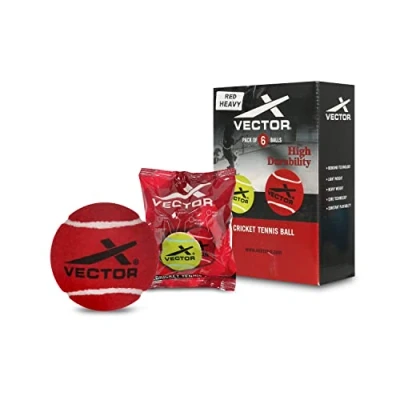 Afbeelding van Vector X Heavy Cricket Tennis Ball (Red, Standard Size) Material: Rubber Rebound Technology Durable (Pack of 6)