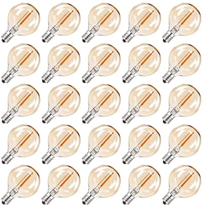 Afbeelding van 25 stuks G40 1 W kleine led gloeilampen, E12 220 V, warmwit, glas, 2200 K ledlampen, vervangen 7 gloeilamp, voor party, tuin, bruiloft, decoratie, lichtketting, reservelamp