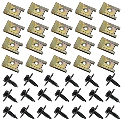 Afbeelding van 20 Pcs Veerplaat Moer, Bodemplaat Skid Plate U Type Bouten Body Klemmen Trim Schroef Kit Clip Auto Bodembouten Voor Wielkast Cover, Underbody Fender