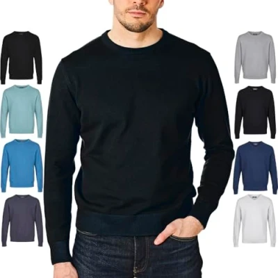 Afbeelding van Castle Point Heren 100% katoen trui trui, ronde hals zwart, X Large