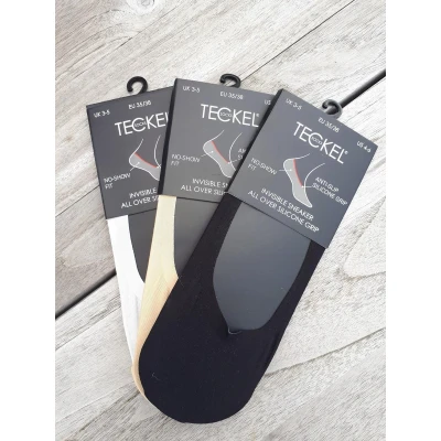 Afbeelding van Teckel Invisible sneaker All Over Silicone 10 paar Zwart Footies Multipack Kousenvoetje Maat 39 42